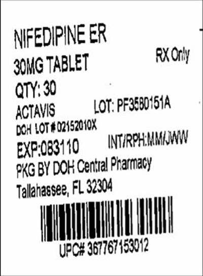 Label Image For 30mg (Nifedipine Er 30mg(actavis))